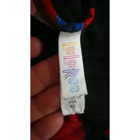 LuLaRoe Carly Dress - Black with Red and Blue Print - Size XS - Picture 5 of 12
